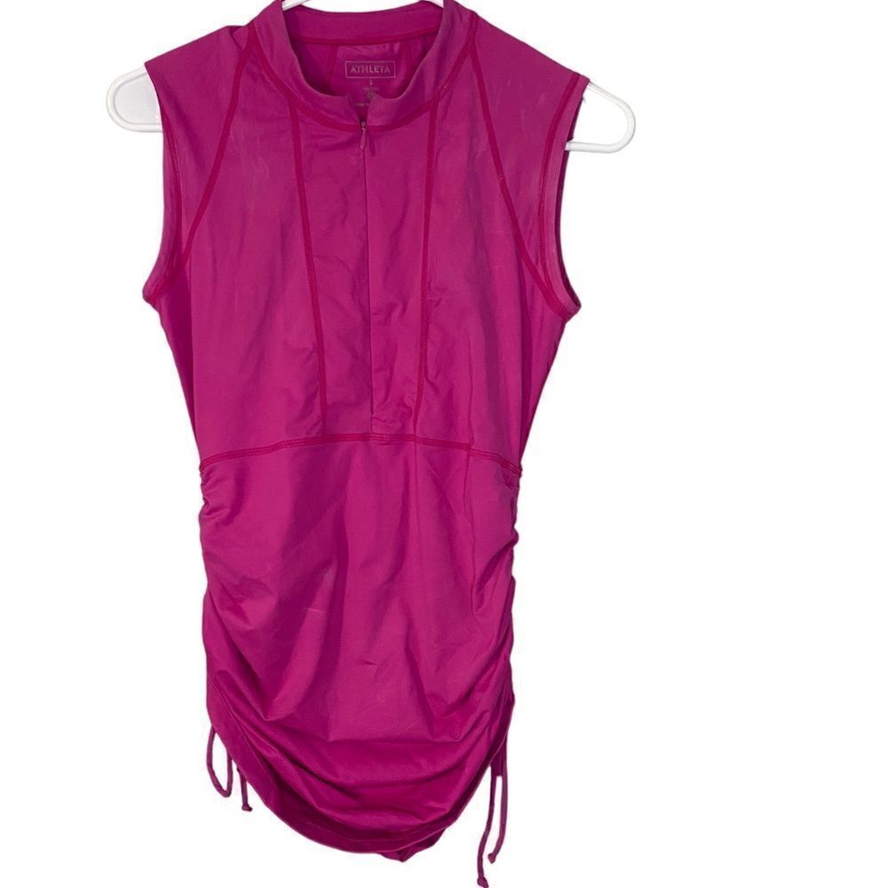 Athleta bright pink ruched side bathing suit top